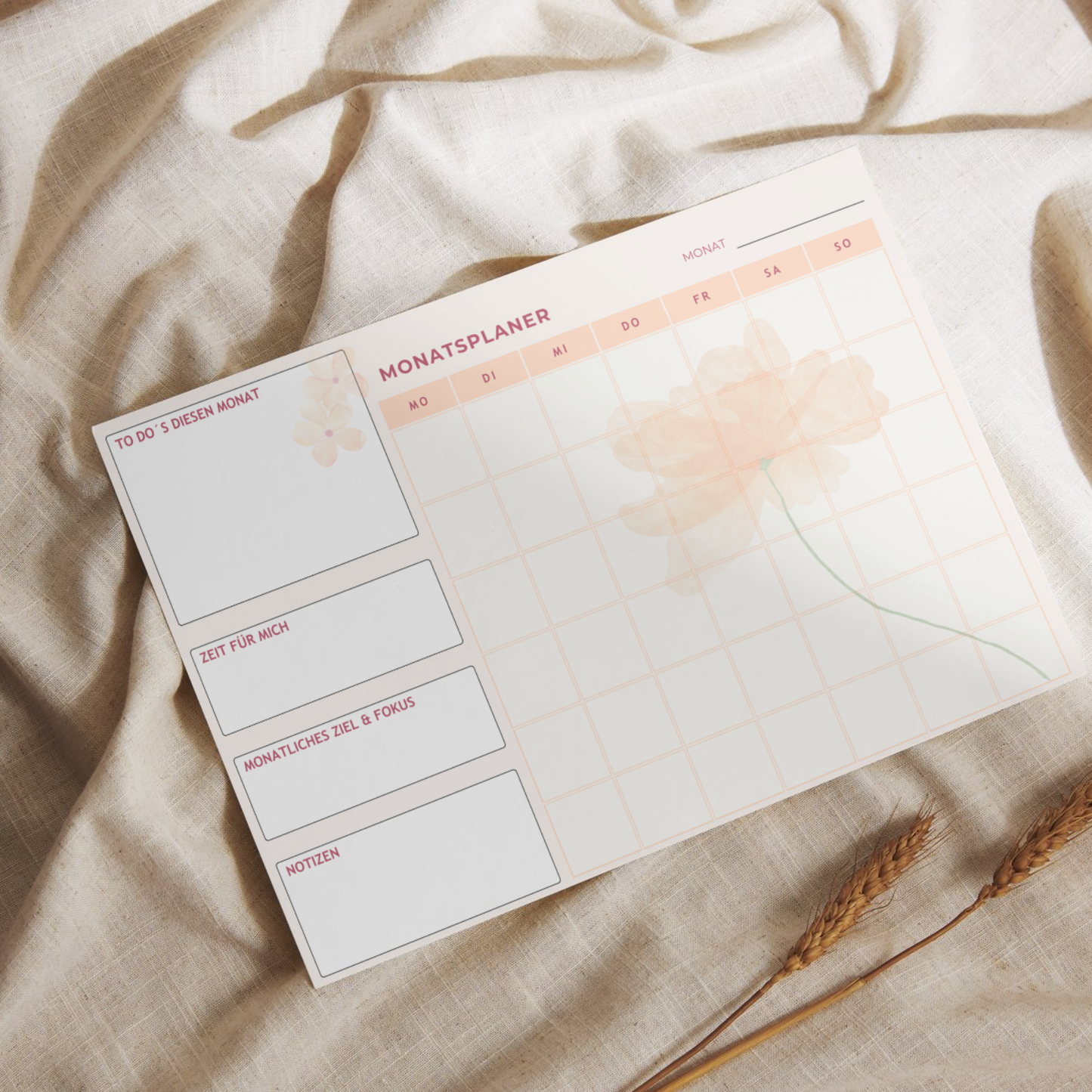 Minimalist Monthly Planner | Printable & Digital | Multilingual PDF